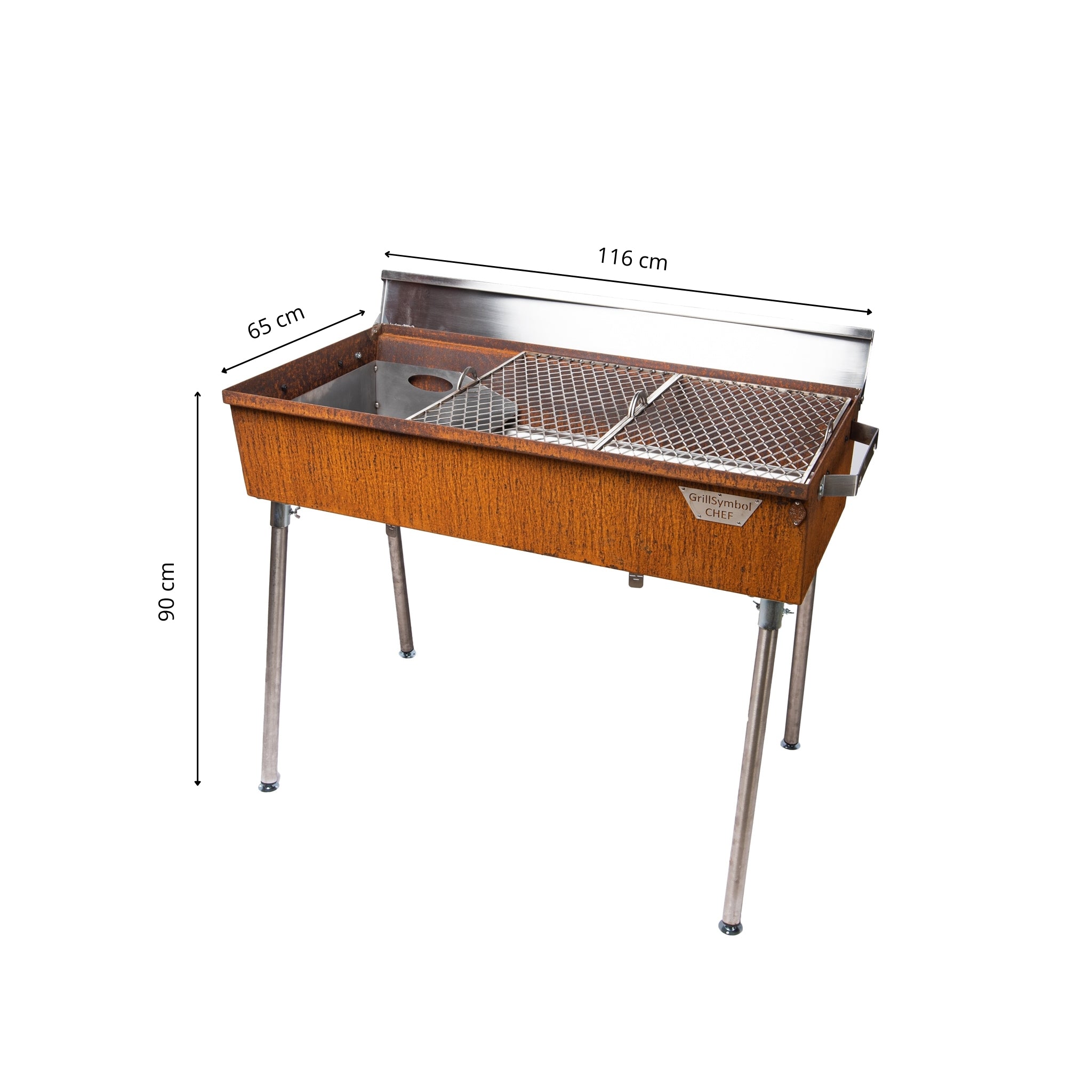 Hiiligrilli Naked Chef XXL – Cor-Ten Teräs 116 × 65 × 90 cm