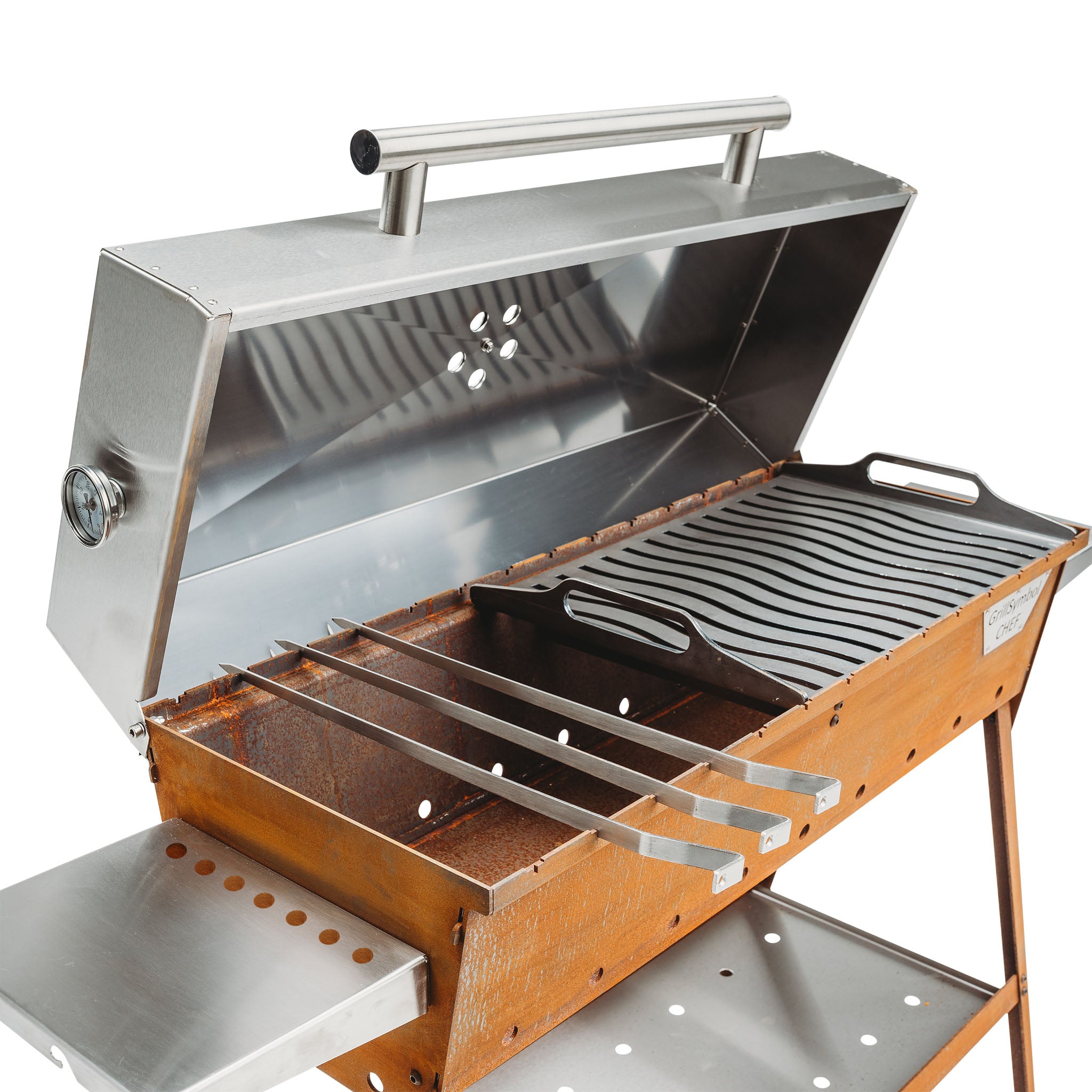 Hiiligrilli Chef – Corten Teräs 128 × 35 × 95 cm