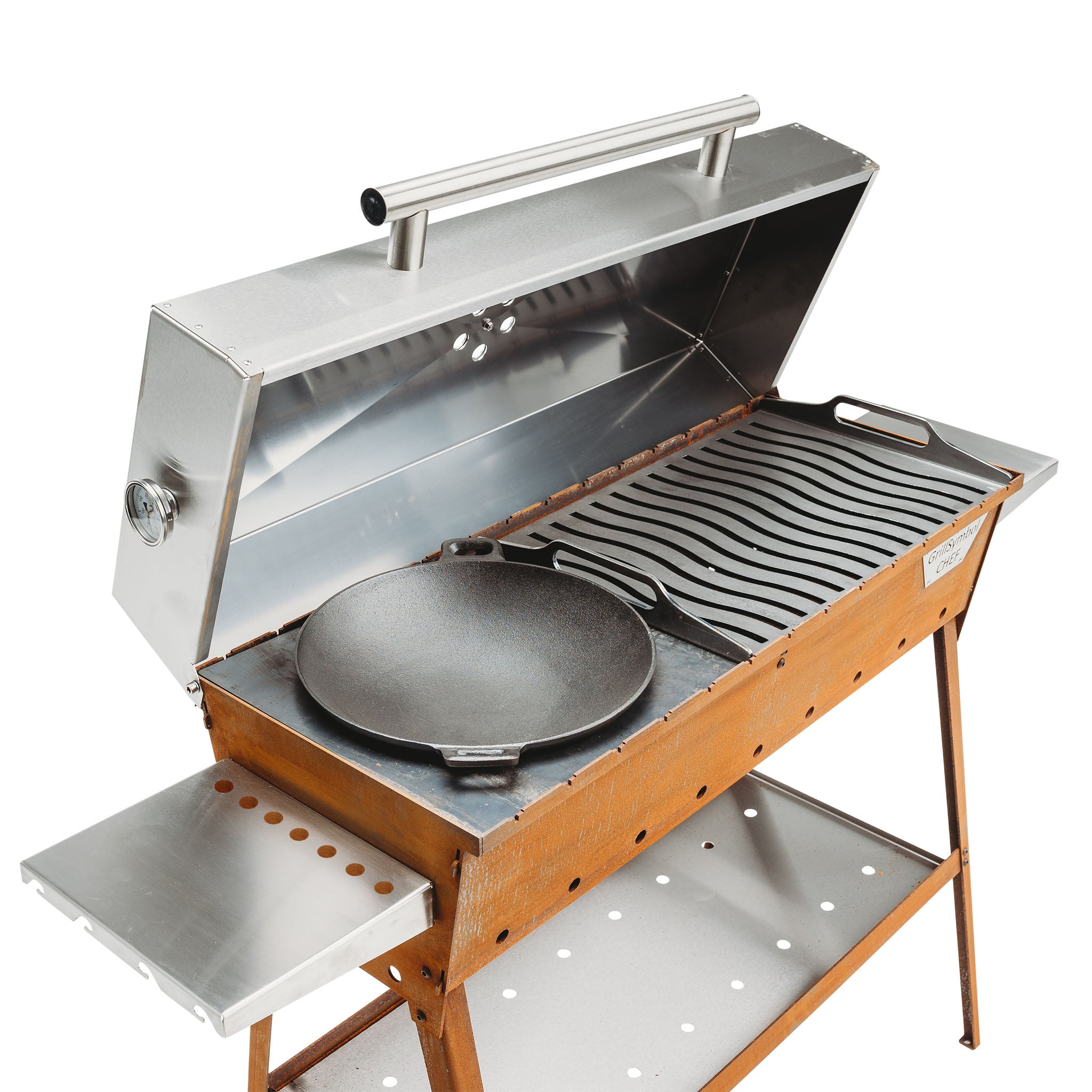Hiiligrilli Chef – Corten Teräs 128 × 35 × 95 cm