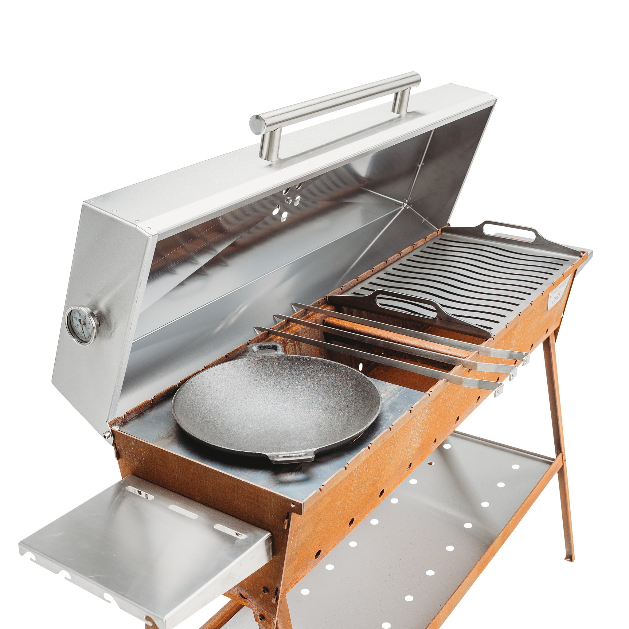 Hiiligrilli Chef XL – Corten Teräs 151 × 35 × 95 cm