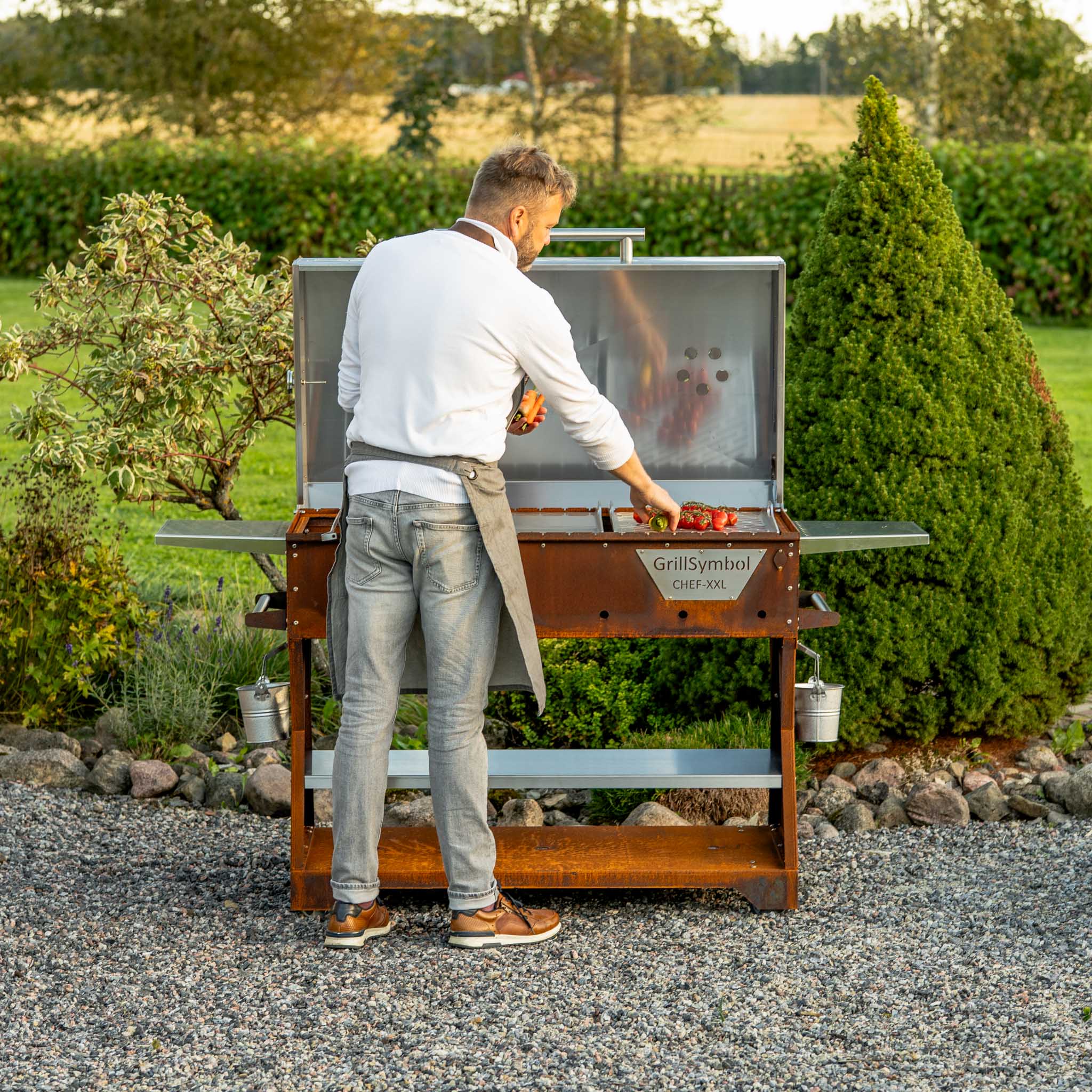 Hiiligrilli Chef XXL – Corten Teräs 179 × 63 × 113 cm