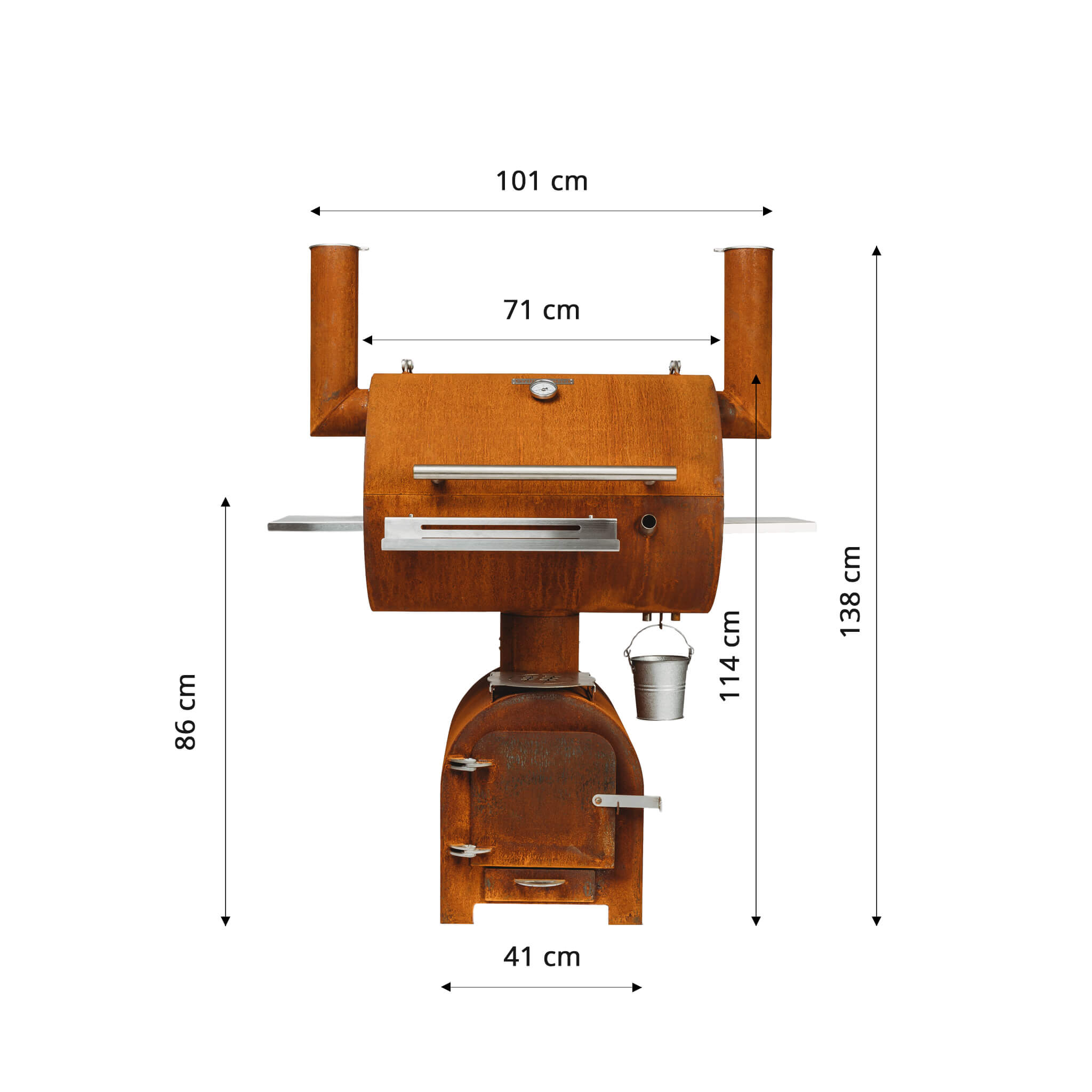 Savustusgrilli Smoky Beast – Corten Teräs 70 × 50 cm