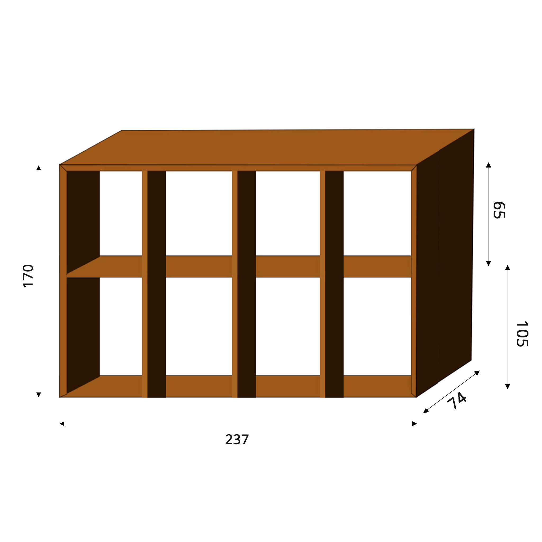 Halkoteline Woodstock 4XL – Corten Teräs 237 × 74 × 170 cm